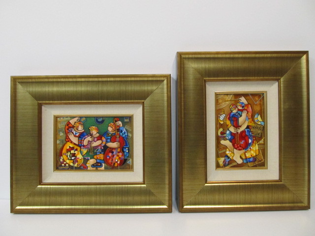 lot 127 image: Pair of Framed Numbered Hand Embellished Serigraphs by Israeli Artist DORIT LEVI 