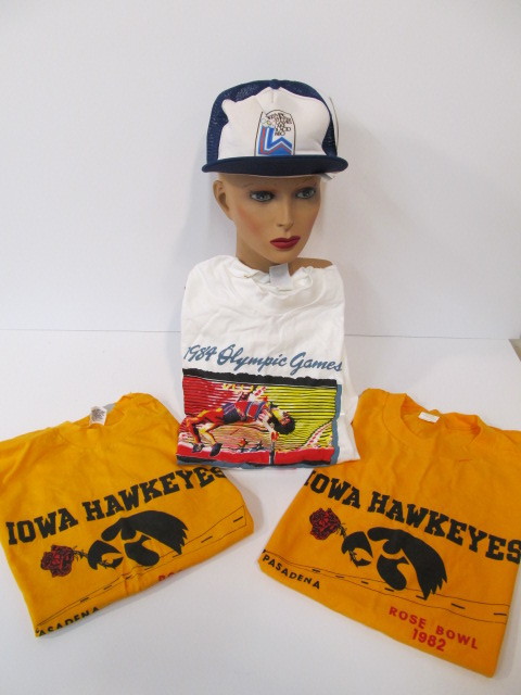 lot 132 image: Group of UNUSED Vintage Early 80s Sports Shirts & Hat