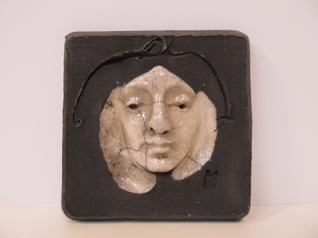 lot 146 image: Signed Vintage Art Pottery Face Tile