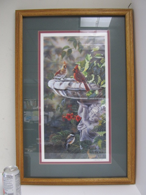 lot 166 image: Framed Signed & Numbered KELLEY Song Bird Cardinal Print