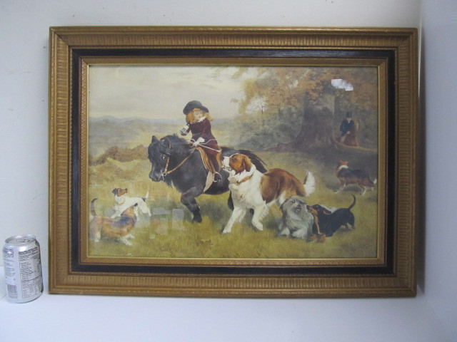 lot 167 image: Framed Antique Horse & Hound Litho Print
