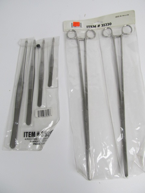 lot 175 image: New In Package Stainless Steel Large Tweezer Set etc