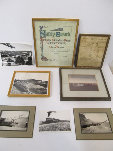 lot 187 image: Group of Framed etc Vintage Railroad Photos & Safety Award