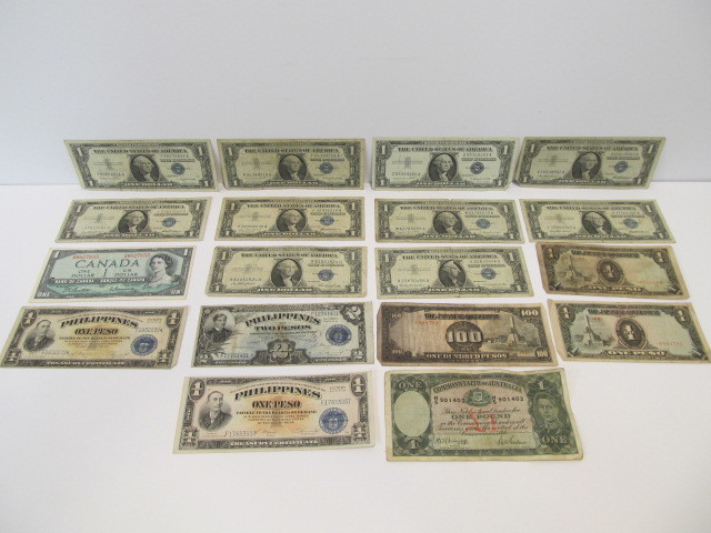 lot 198 image: Group of Vintage Silver Certificates & Other Currency