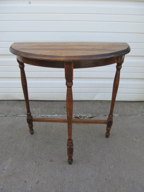 lot 191 image: Vintage Wooden Demilune Entry Table