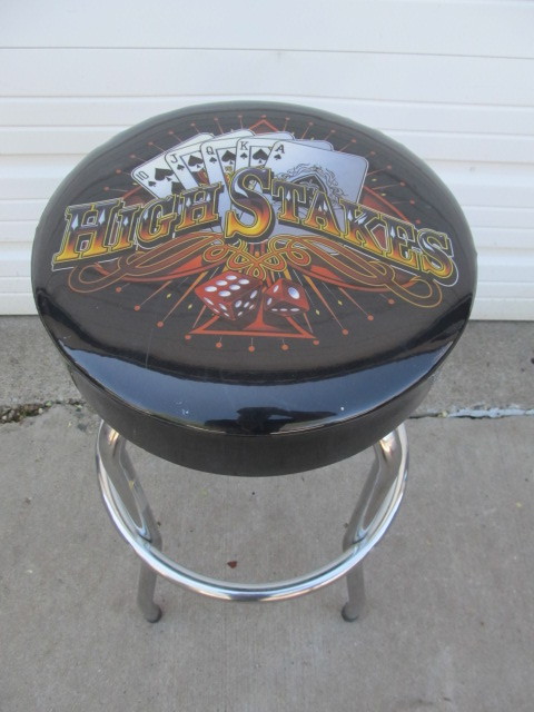 lot 111 image: High Stakes Poker Chrome Swivel Bar Stool