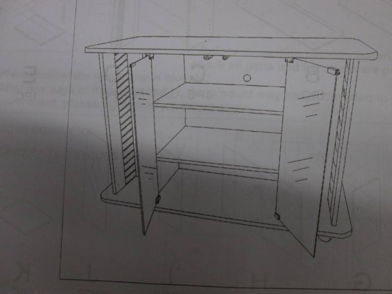 lot 125 image: TVMedia Cart in Oak open box Assem...