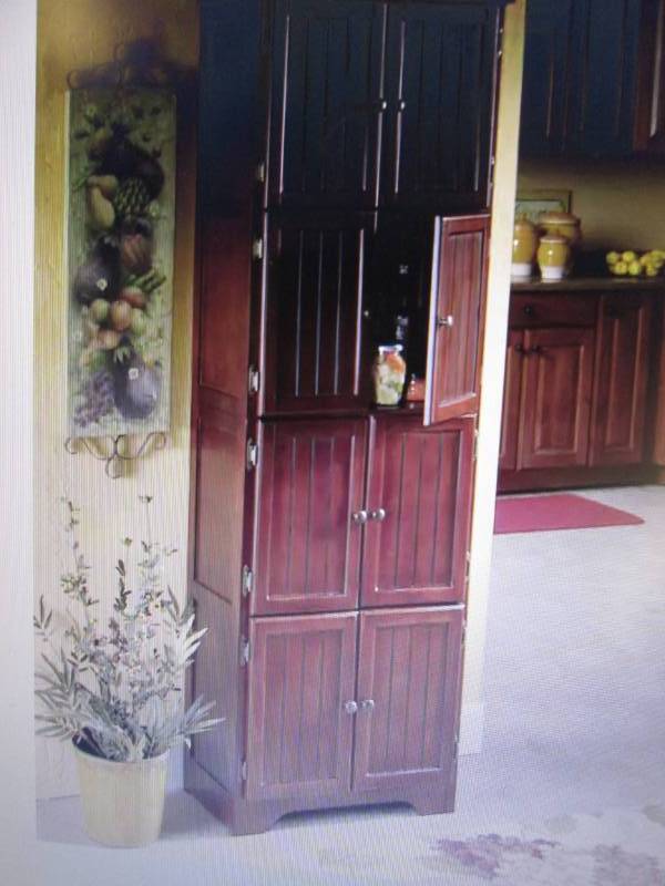 lot 126 image: 8 Door Wall Cabinet in Walnut open ...