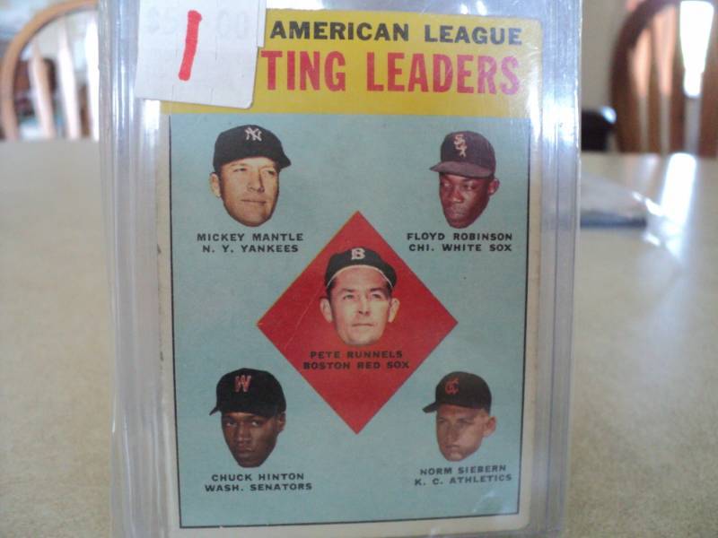 lot 1 image: 1963 Topps Mickey Mantle Batting Le...