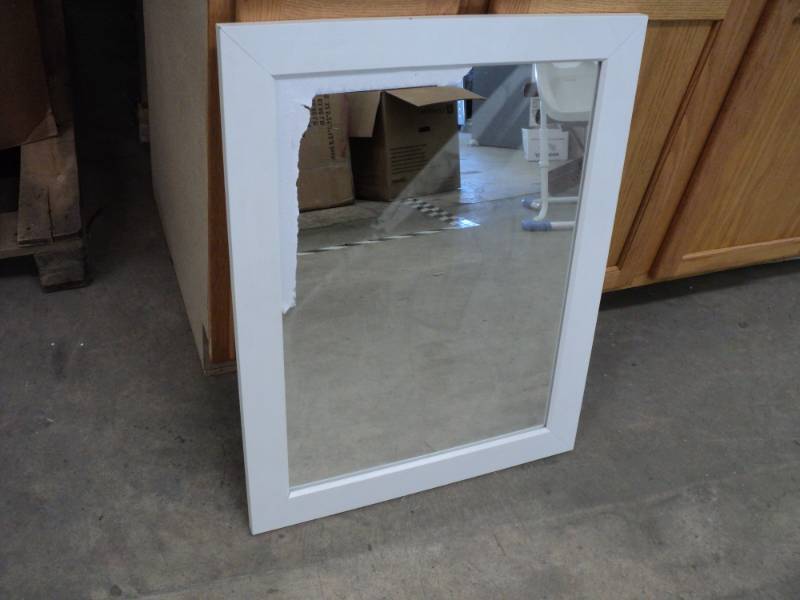 lot 167 image: White Framed Mirror new, 21 x 27...