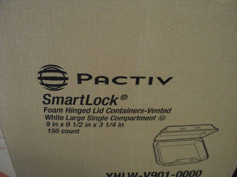 lot 201 image: Pactiv Smartlock Foam Hinged Lid Co...