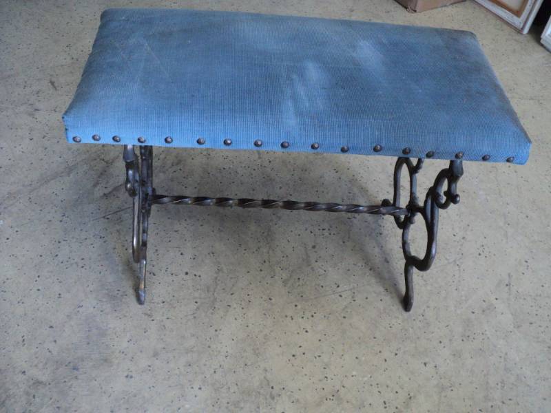 lot 255 image: Small Bench with Iron Stand 24 x 12...