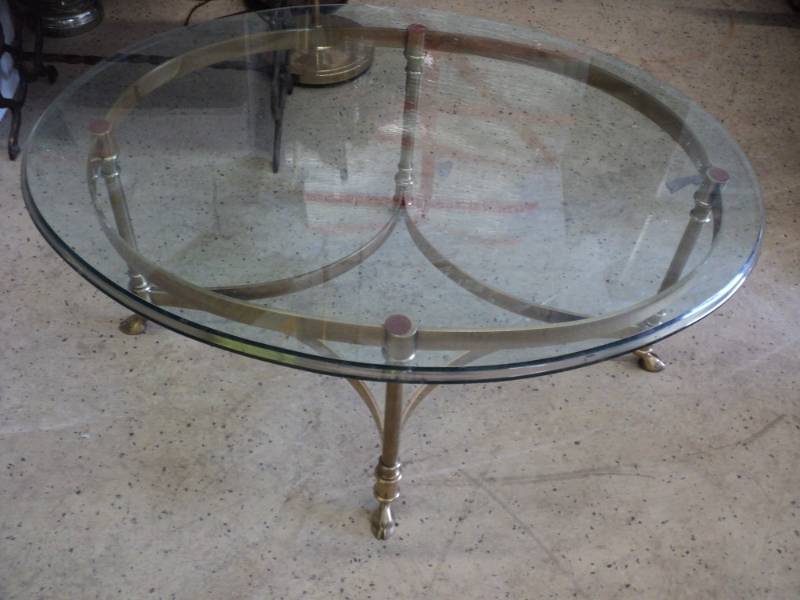 lot 257 image: Glass Top Coffee Table with Metal B...