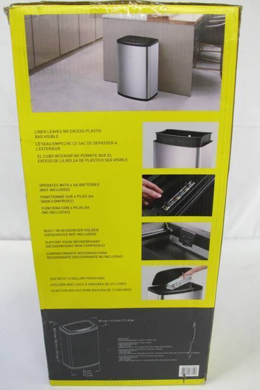 lot 11 image: EKO 47L12.4G Fingerprint-Resistant Stainless Steel Motion Sensor Trash Can