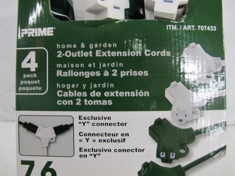lot 53 image: Prime Home & Garden Connector Extension Cords, 4 ct - NEW