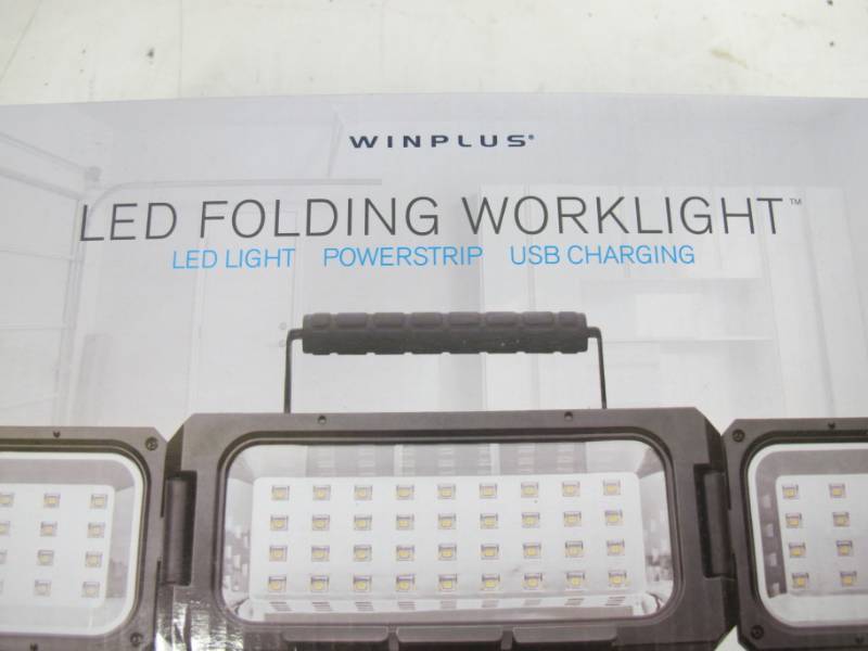 lot 94 image: Winplus LED Folding Worklight with 2 Outlets and 2 USB Ports