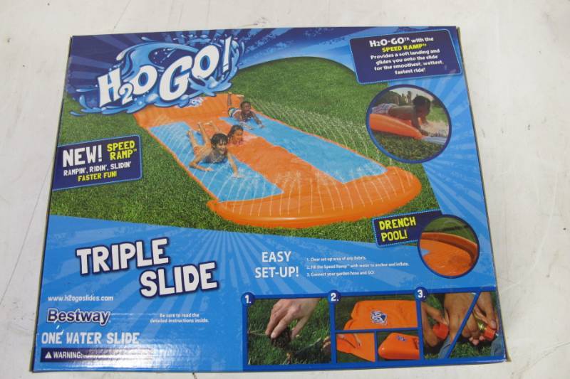 lot 67 image: H2OGO 18 Triple Lane Water Slide with Ramp - NEW