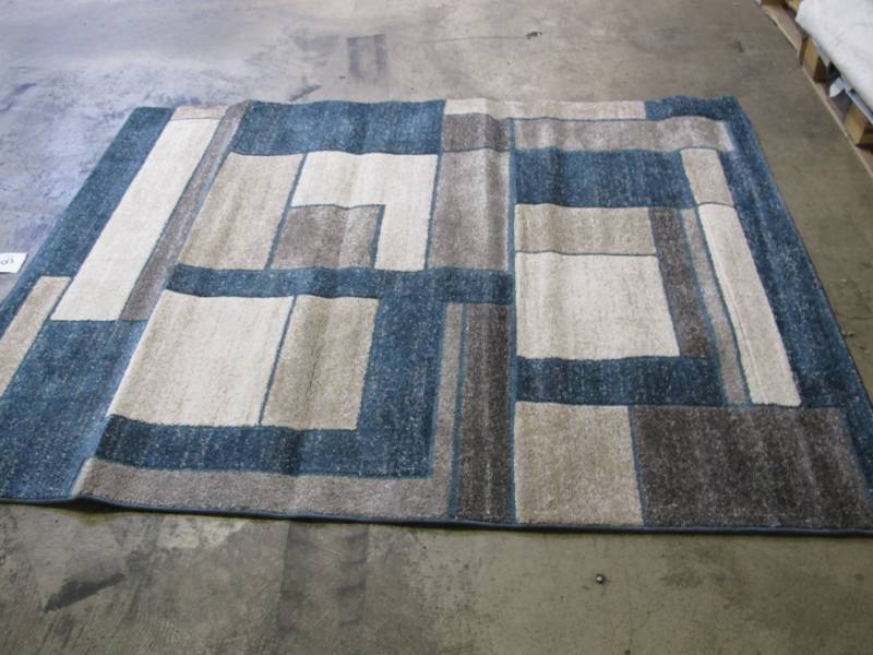 lot 9 image: 5 Foot by 6 Foot Area Rug - BlueBrownCream