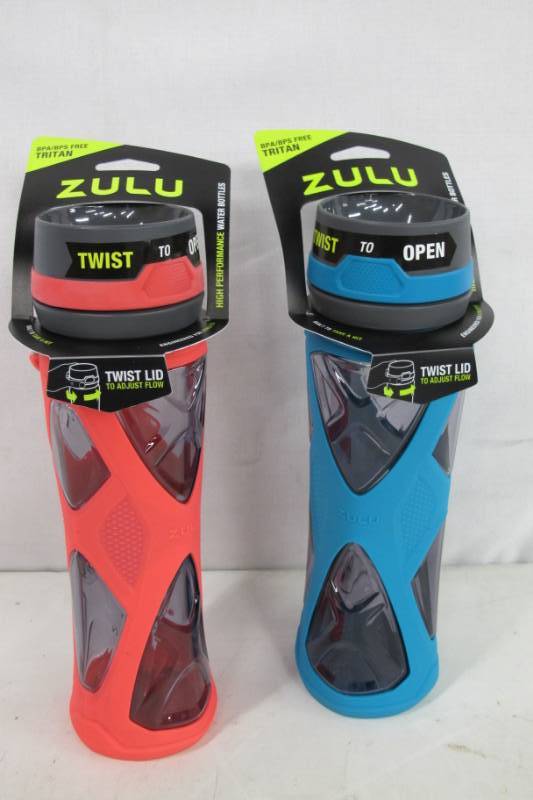 lot 29 image: Zulu & Ello Water Bottles BPA-Free Set of 2 with Flip Lid 20 oz Teal n Red
