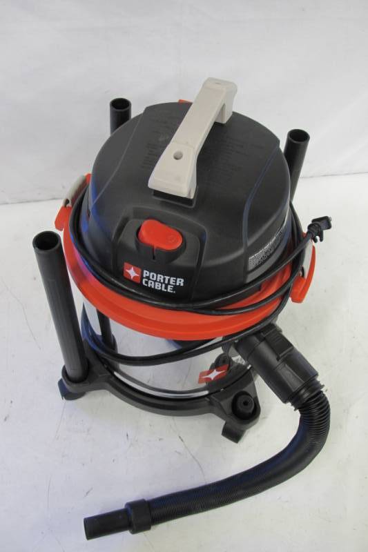 lot 75 image: Porter Cable 5G Stainless Steel WetDry Vacuum, Model# PCX18406-5B