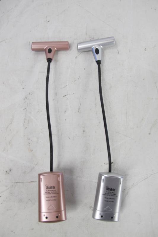 lot 51 image: UltraBrite 6-LED, Battery, Clip-on, Portable, Flexible, Dimmable Booklight, Desk Lamp (2 pack)