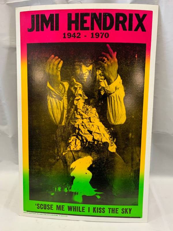 lot 13 image: Jimi Hendrix Poster on Heavy Stock 14 x 22
