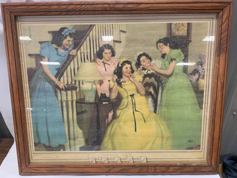 lot 24 image: 1940s Dionne Quintuplets Framed Picture 26 x 31 12