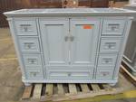 lot 39 image: Scott Living Wrightsville Light Gray Single Sink Vanity Cabinet 47 x 21 34 x 34 Tall, 1116VA-48-242, Missing Top.