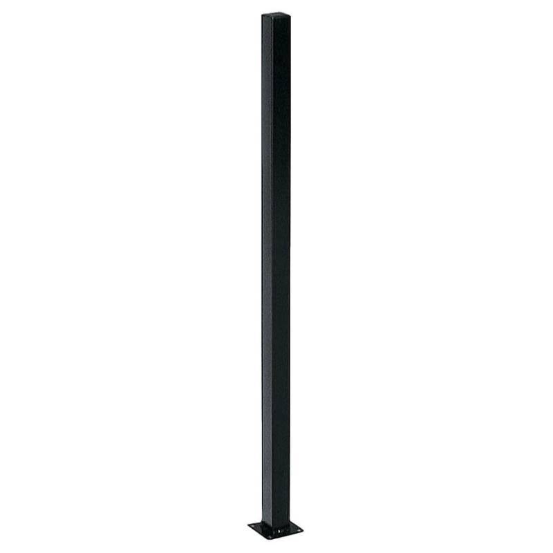 lot 85 image: 17 US Door & Fence 2 in. x 2 in. x 3 ft. Black Metal Fence Posts with Flange and Post Cap FP236PUS