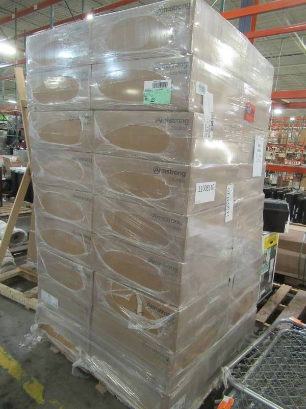 lot 118 image: 9 Cases of Armstrong 2 X 2 Ceiling Panels, 203354, Case Of 16 - Covers 64 Sq Ft - Random Textured Tiles