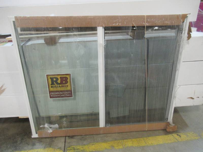 lot 90 image: ReliaBilt Series 3050 Right Operable Vinyl Sliding Window, 57 34 X 46 X 2 12 - Model Unknown - NEW