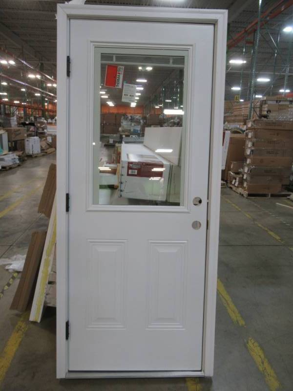 lot 99 image: Therma-Tru RH outswing, Half Lite, 2 Panel,  With Internal Blind, Double Bore Steel. 32 X 80 X 4 916