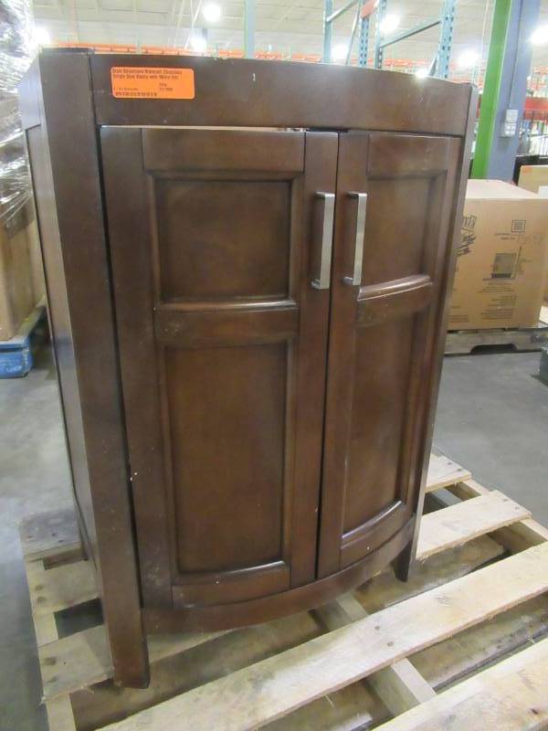 lot 25 image: Style Selections Morecott Chocolate Single Sink Vanity Missing Vanity Top 24 x 18, 1142VA-24-220.