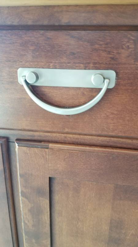 lot 19 image: Dark Buffet Server Cabinet with Brushed Nickel Hardware