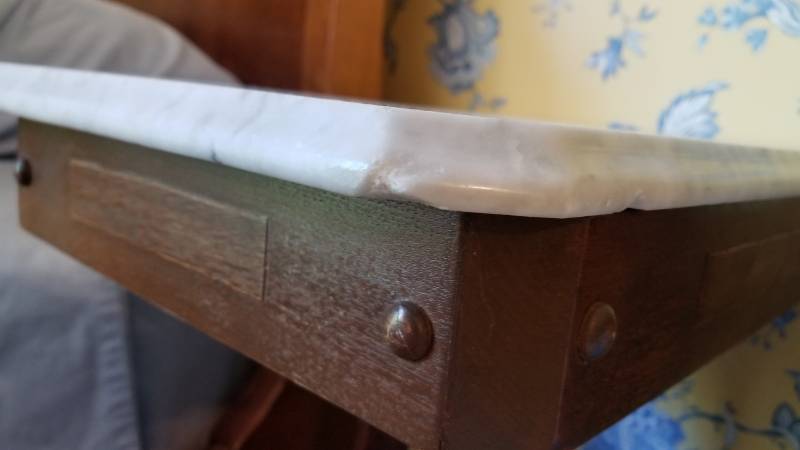 lot 16 image: Eastlake Side Table with Marble Top, 2 of 2