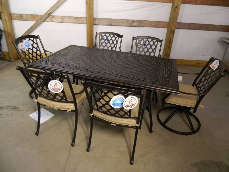 New 7 Pc Cast Aluminum Patio Dining Set Brand New Items Summer Extravaganza Patio Furniture Kitchen Grilling Blankets Household K Bid