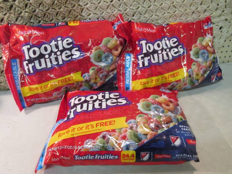 lot 125 image: 3 Large Bags of Tootie Fruities Cer...