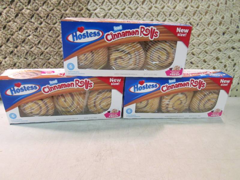 lot 166 image: 3 Boxes of Hostess Iced Cinnamon Ro...