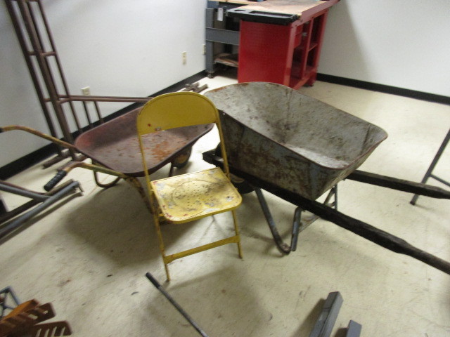 lot 105 image: WHEELBARROWS AND CHAIR