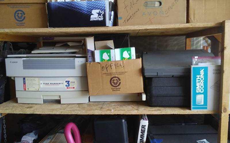 lot 52 image: Lot Of Office Related Equipment & Supplies  Electric Typewriters, Paper Cutter, Printer (Works), Envelopes & Other Supplies
