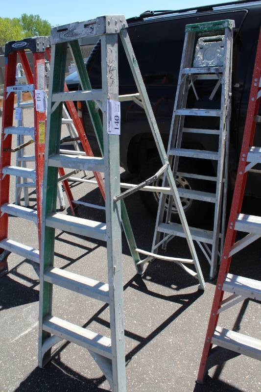 lot 140 image: Lot of (3) Werner 6ft. Aluminum Step Ladders