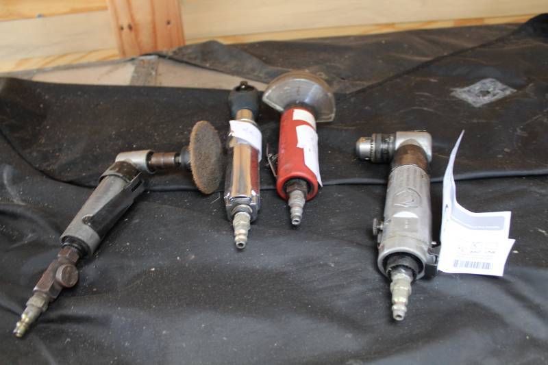 lot 163 image: Lot of (4) Pneumatic Tools - Grinder, Ratchet, Angle Drill, Cutter
