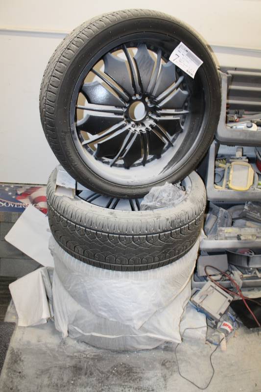 lot 7 image: Lot of (4) Delinte Desert Storm D8 P30535R24 112V XL Low Profile Tires with Custom 24-inch Black 2x6-Lug Wheels