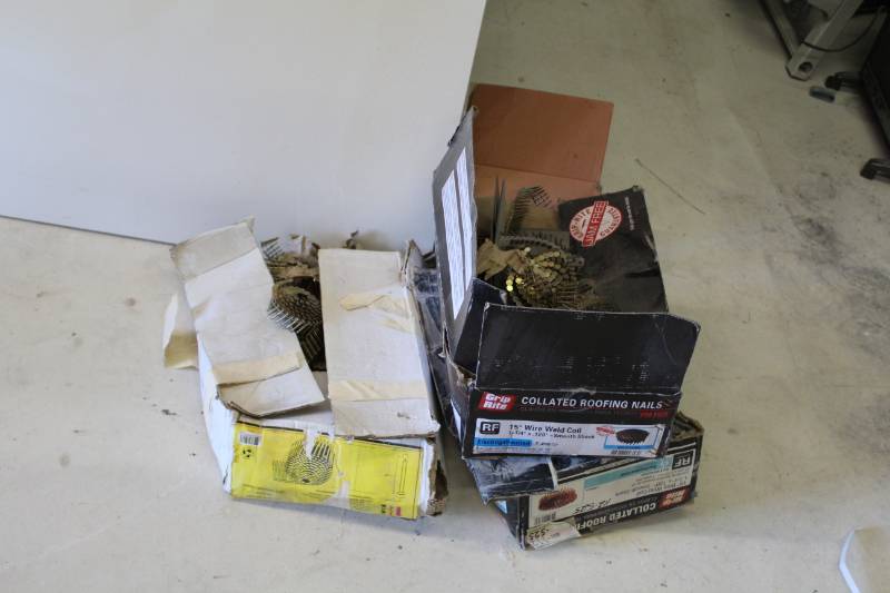 lot 52 image: Lot of (3) Grip Rite Collated 1-14in. X .120in. Galvanized Smooth Shank Wire Weld Coil Roofing Nails