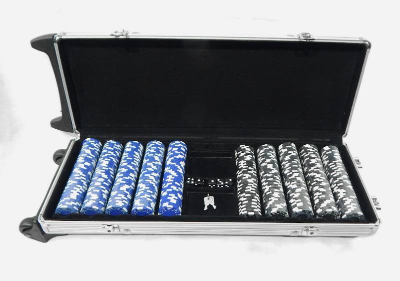 500 Chip Locking Wheeled Aluminum Locking Poker Chip Case With Dice