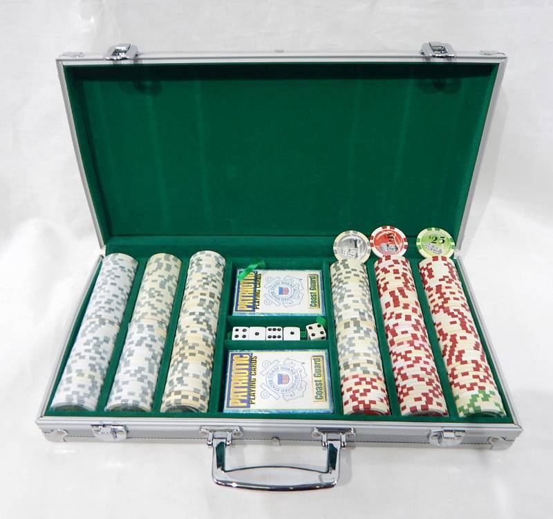 300 Chip Aluminum Club Poker Chip Case with Playing Cards, Dice and Multi-Denomination Chips