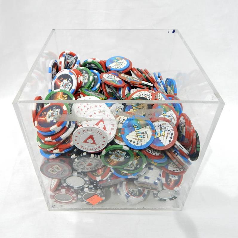Lot of Hundreds of Mixed Poker Chips - High Denomination Chips and Ferrari Chips