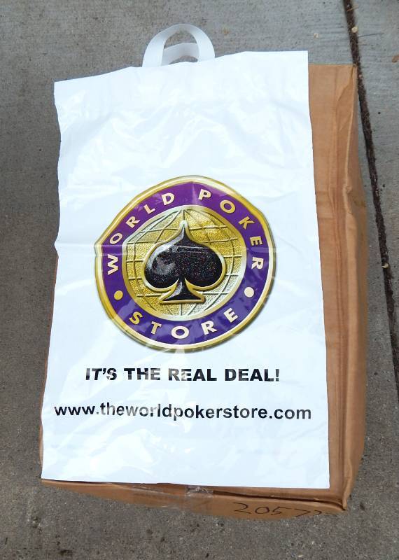 Lot of Approximately 500 World Poker Store Retail Plastic Bags with Handles