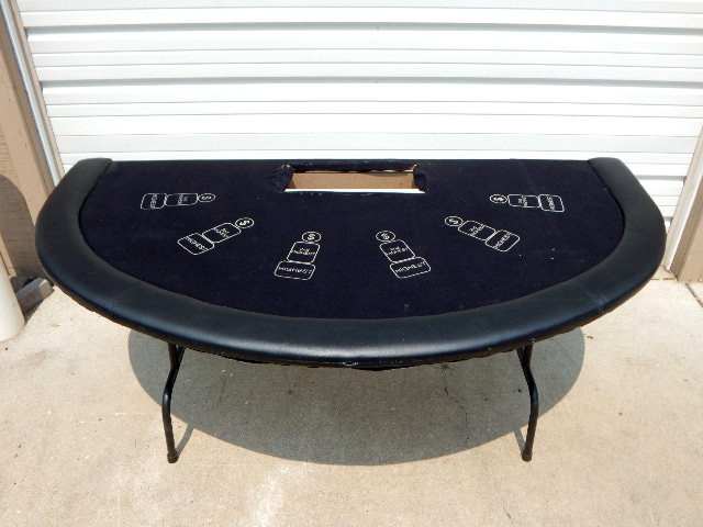 Tournament Used Six Player Pai Gow Poker Black Top Table