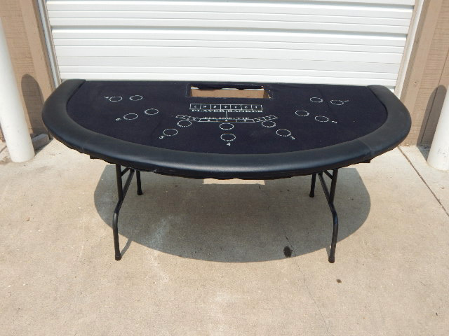 Tournament Used Seven Player Black Top Baccarat Table